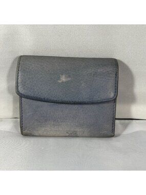 Buxton Navy Blue Genuine Leather Compact Wallet With Snap Closure & Zippered Coi